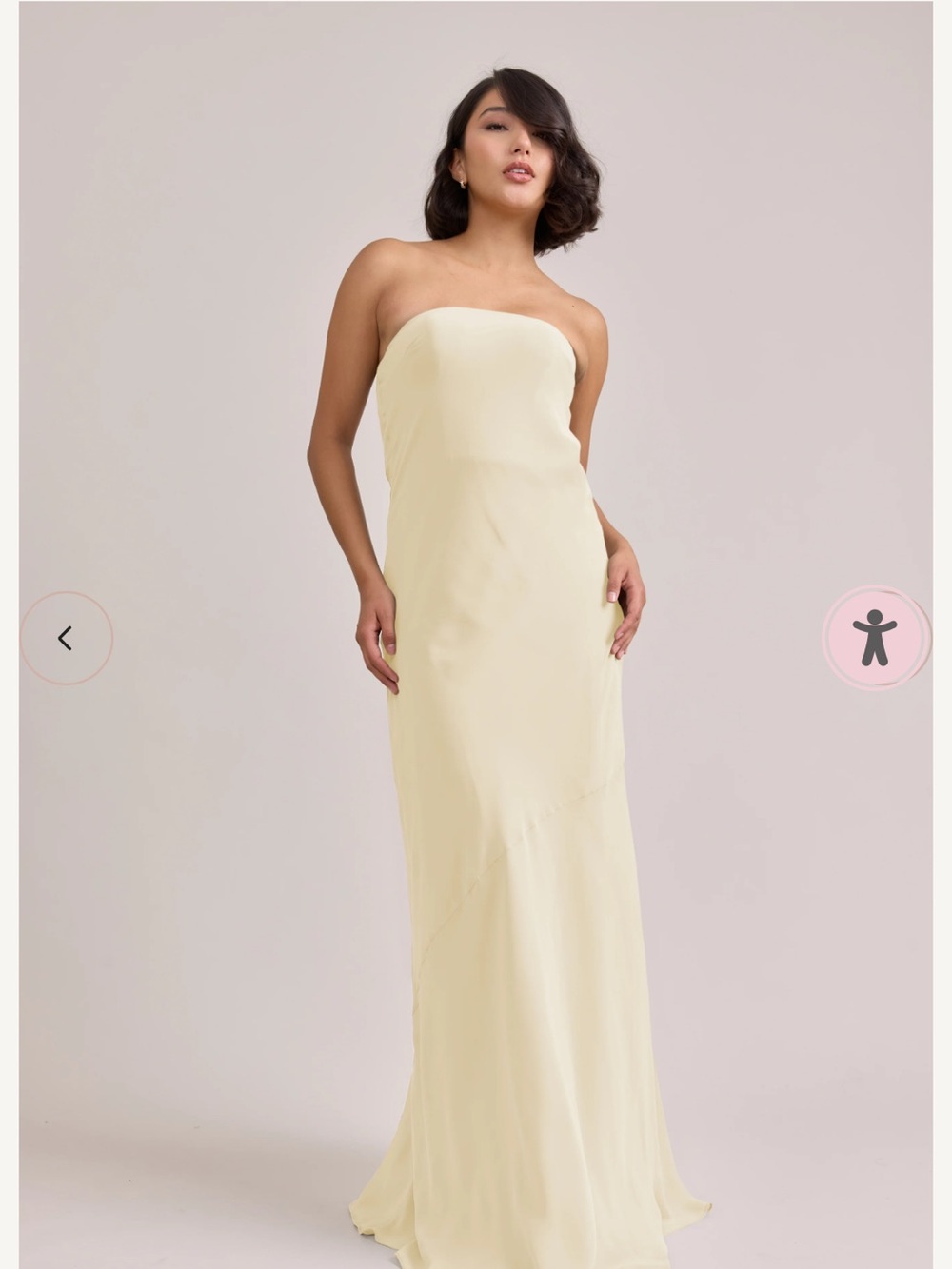 Revelry Leo Chiffon Dress Strapless pale yellow Evening Gown